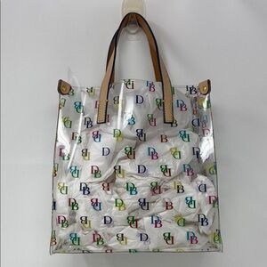 EUC Dooney & Burke Clear Multi Color Initial  Mini Lunch Bag